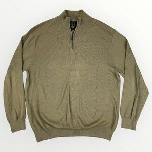 JoS A Bank Signature Collection Mens Pima Cotton 1/4 Zip Tan Sweater Long Sleeve